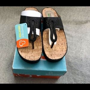Baretraps Memory Foam Black Leather Cork Sandals